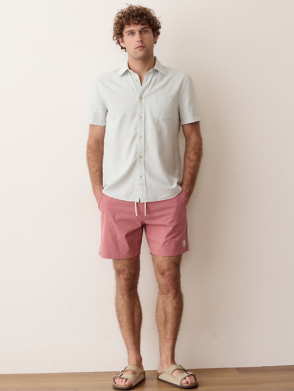 Marine Layer 6” Lined Sport & Swim Shorts Men’s Size M Coral Red - Picture 2 of 6